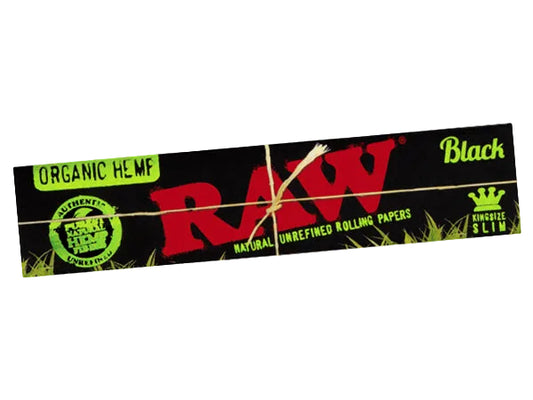 RAW BLACK ORGANIC HEMP Kingsize Slim Rolling Papers Single Pack
