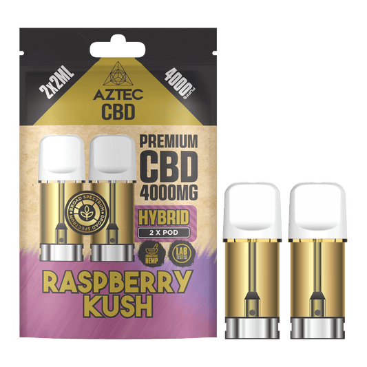 Aztec CBD 4000mg Broad Spectrum CBD Pods 2ml 4000 Puffs - 2 Pcs - Raspberry Kush