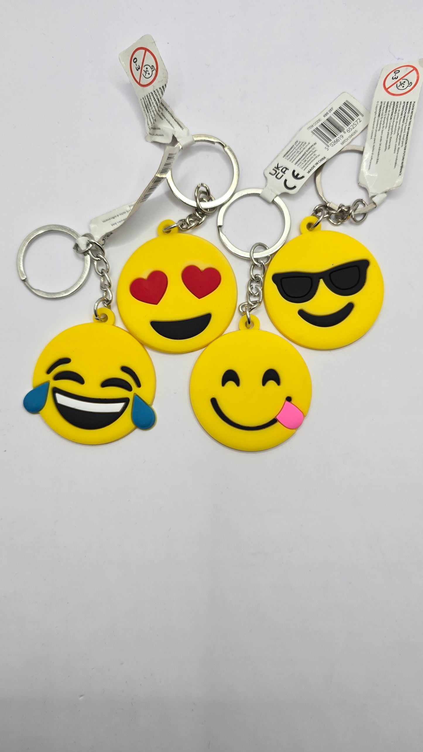 Yellow Smile Face Keychains 12-Pack (5cm)