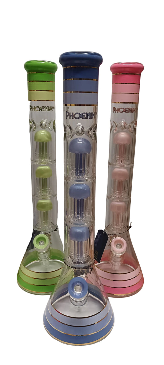 Phoenix Star 18 inch Triple 8 Arm Tree Perc Beaker Bong