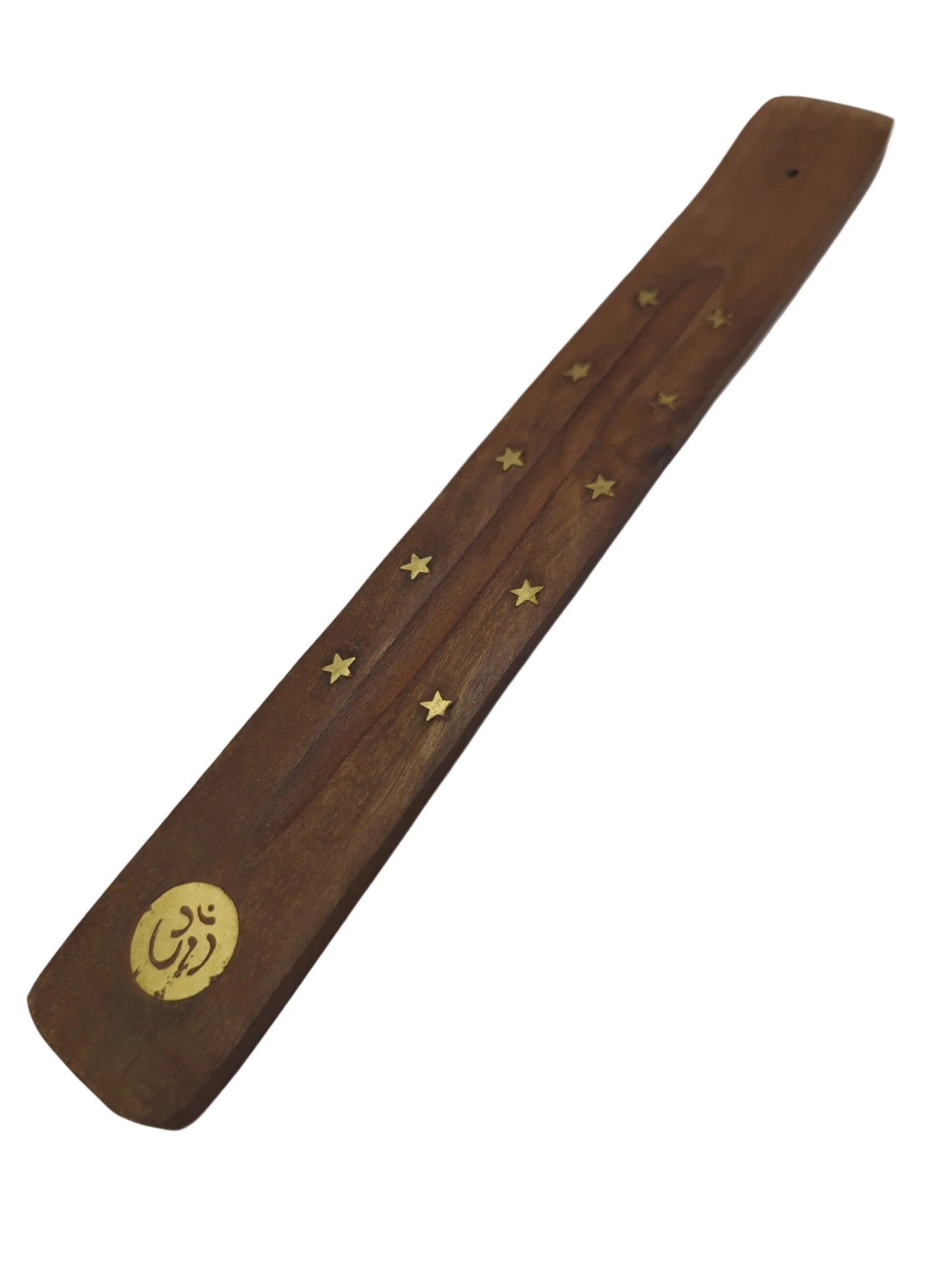 Wooden Incense Stick Holder with Stars and Om Design - 26cm