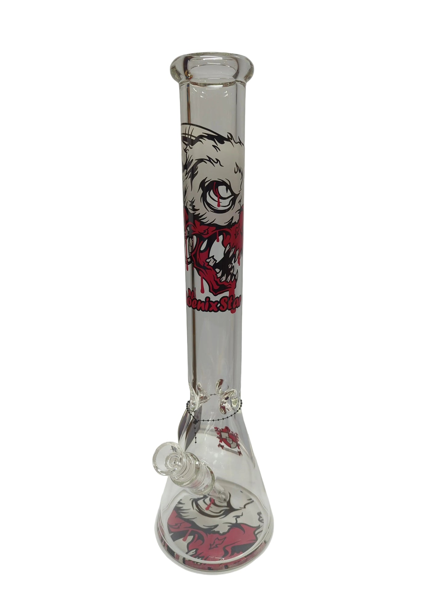 Phoenix Star 18 inch Blood Skull Decals Cartoon Design Beaker Bong with Ice Catcher