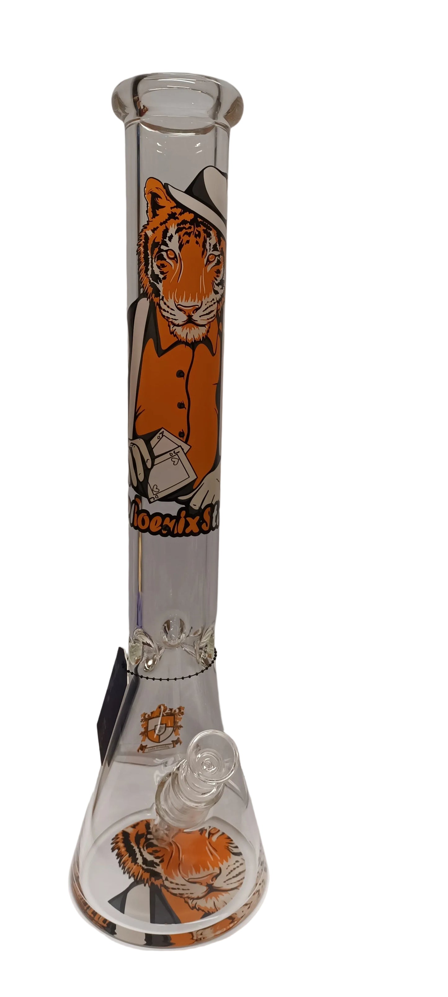 Phoenix Star 18 inch Tiger Decal Beaker Bong with Ice Catcher