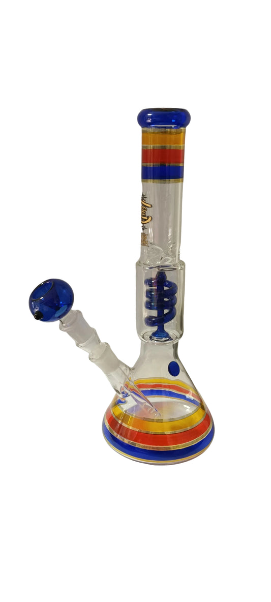 34cm LOUD GOLD Glass Beaker Striped W/Pipe - BLUE