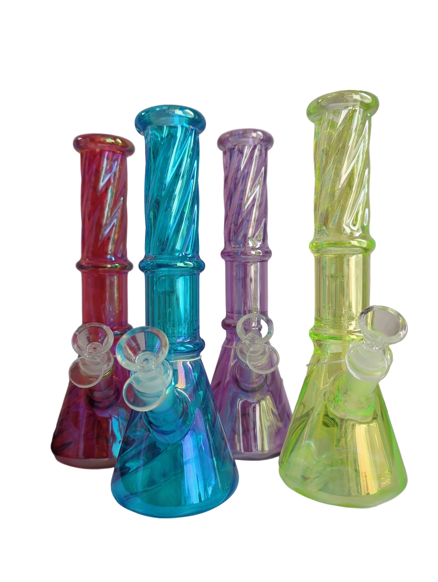 10 inch Holographic Rainbow Spiral Tube + 3.5 inches 6 tree arms perc + 14mm bowl