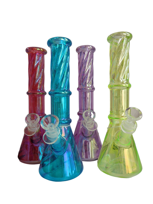 10 inch Holographic Rainbow Spiral Tube + 3.5 inches 6 tree arms perc + 14mm bowl