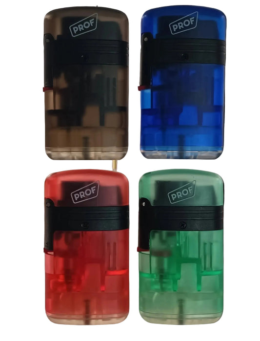PROF Double Blue Jet Flame Refillable Lighters Translucent Colours