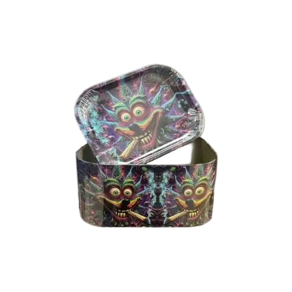 Metal Rolling Tray + Storage Tin Stash Combo