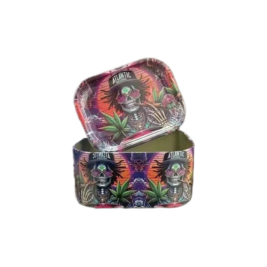 Metal Rolling Tray + Storage Tin Stash Combo