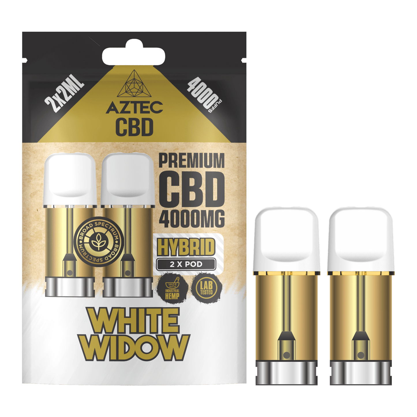 Aztec CBD 4000mg Broad Spectrum CBD Pods 2ml 4000 Puffs - 2 Pcs - White Widow