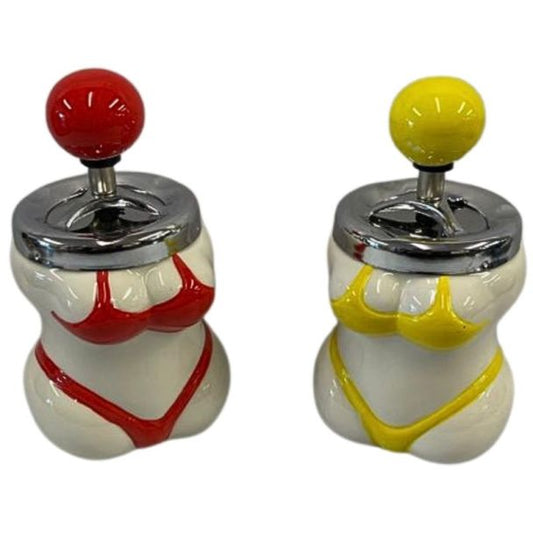 Spinning Ashtray Ceramic "Ladies" Design - Assorted