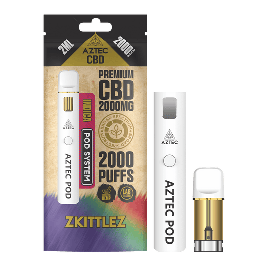 Aztec CBD 2000mg Broad Spectrum Starter Pro Pod Vape Kit 2000 Puffs - Zkittlez